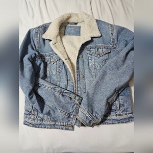Aeropostale Fleece Cropped Trucker Jacket